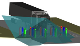 Imagery depicting portions of a pedestrian which could be seen by a truck driver